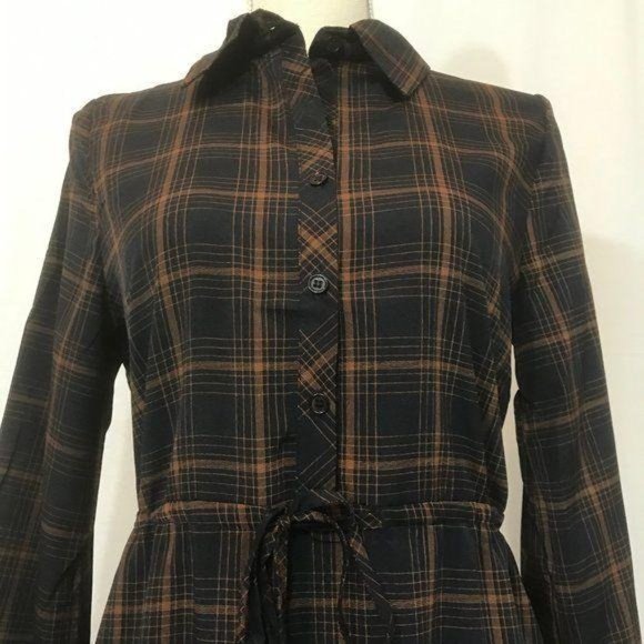 NWT Promesa Women's Vintage Inspired Dark Navy With Copper Striping Dress - Picture 4 of 9